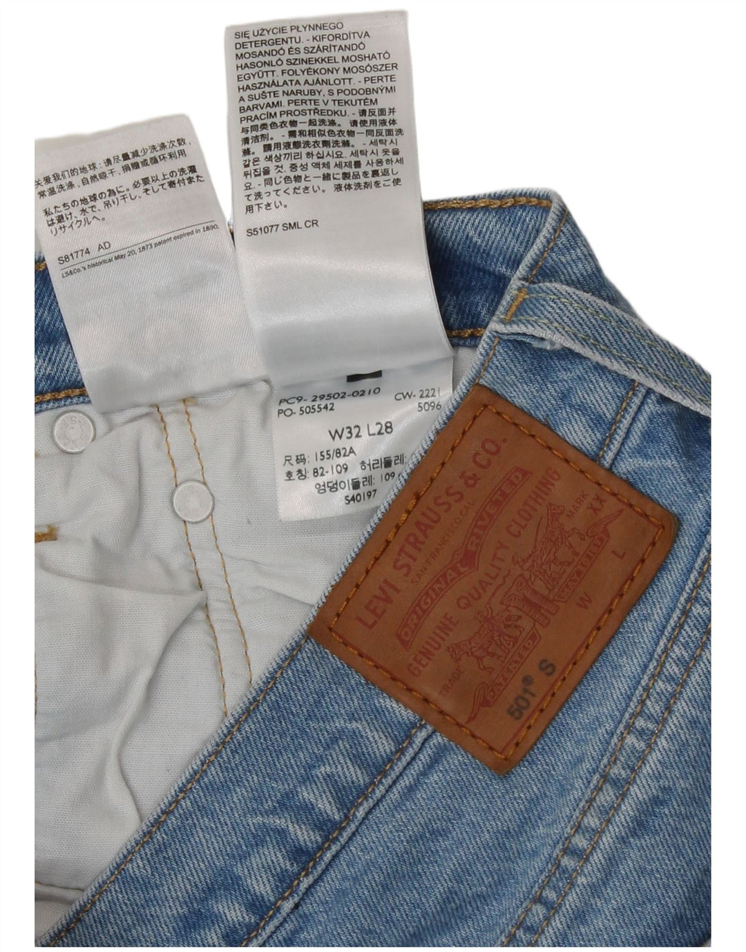 Calça Jeans Levis Feminina 501 Distressed Straight W32 L28 Azul Algodão