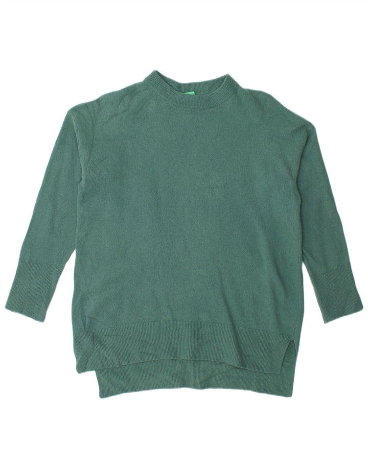 Suéter feminino Benetton com gola redonda grande, Reino Unido 10 pequeno verde
