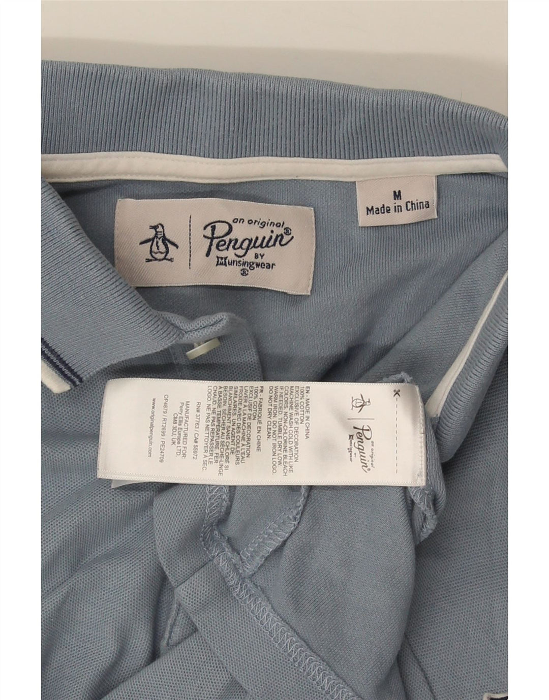 Camisa polo masculina PENGUIN de algodão azul médio