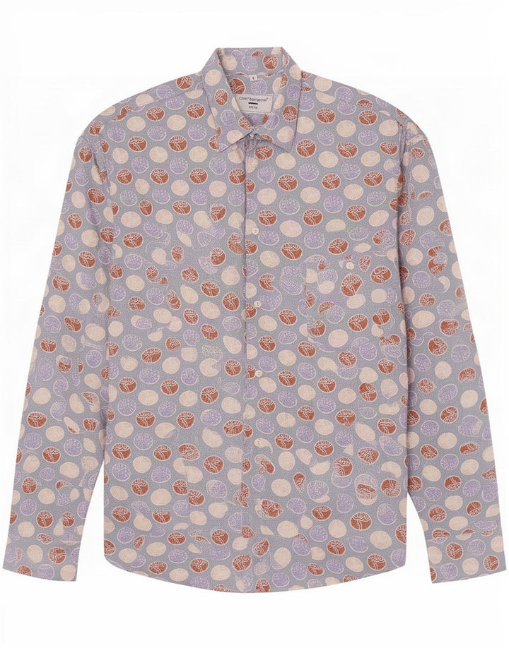 Camisa masculina Contravento com estampa abstrata grande algodão azul