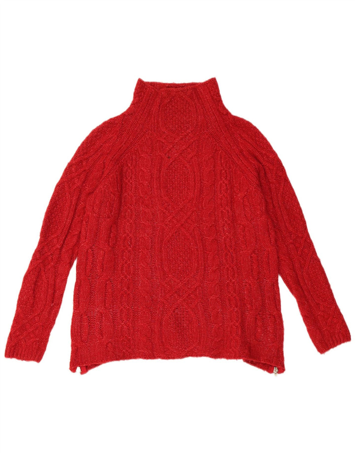 Suéter feminino Zara com gola tartaruga Reino Unido 10 pequeno acrílico vermelho