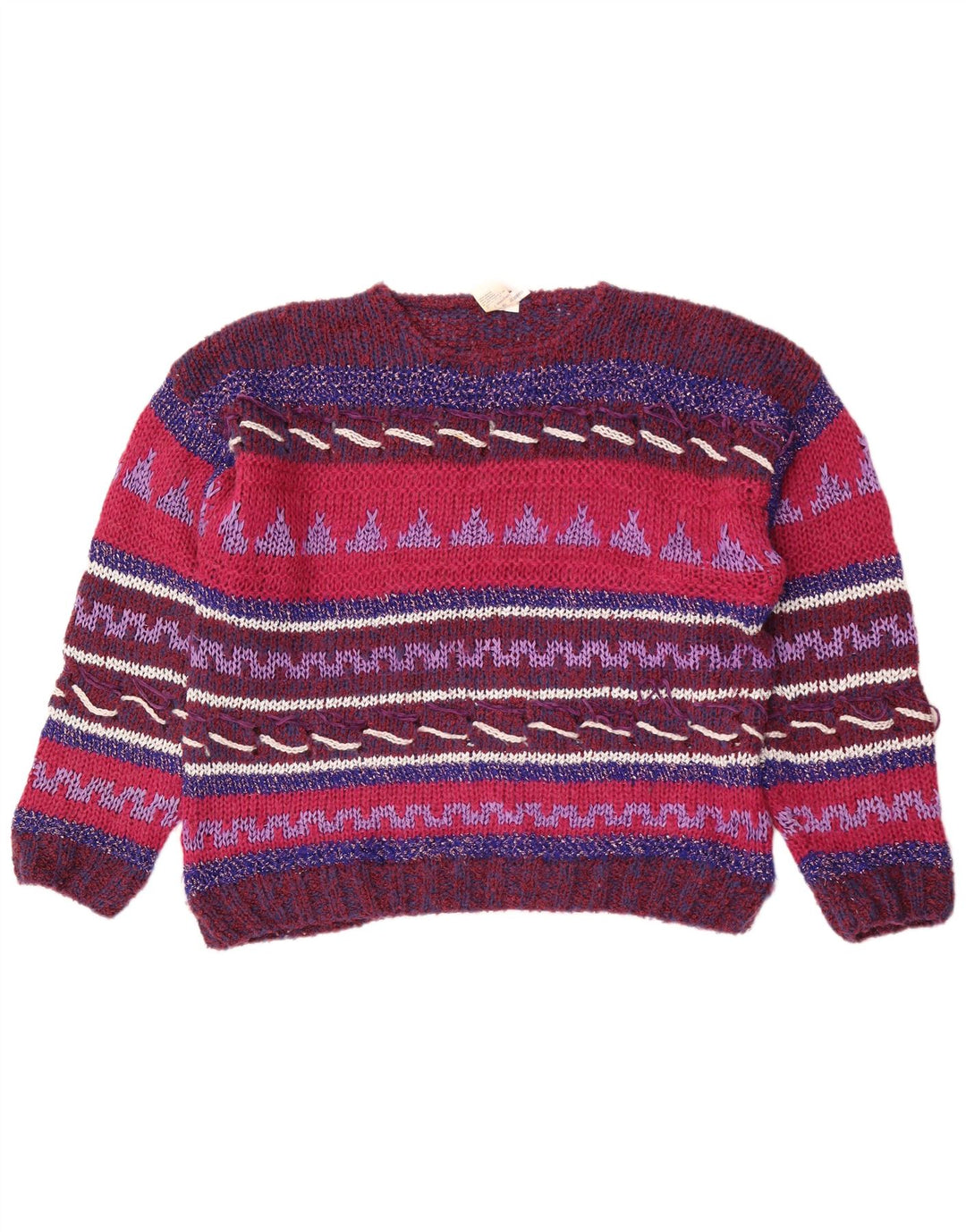 Suéter feminino vintage com gola redonda IT 44/46 médio multicolorido