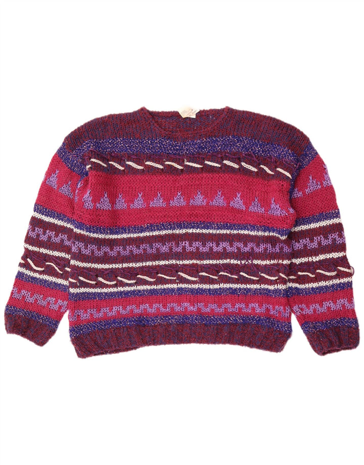 Suéter feminino vintage com gola redonda IT 44/46 médio multicolorido