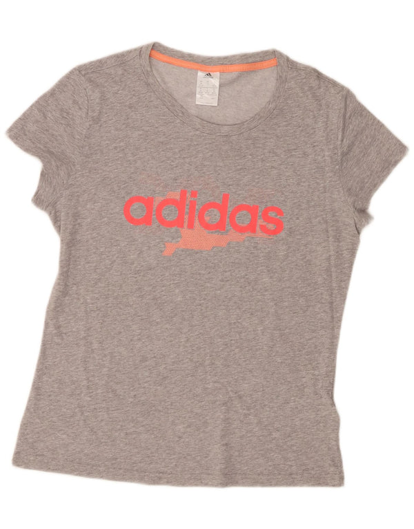 Adidas Camiseta Feminina Graphic Top UK 12/14 Cinza Médio Algodão Flecked