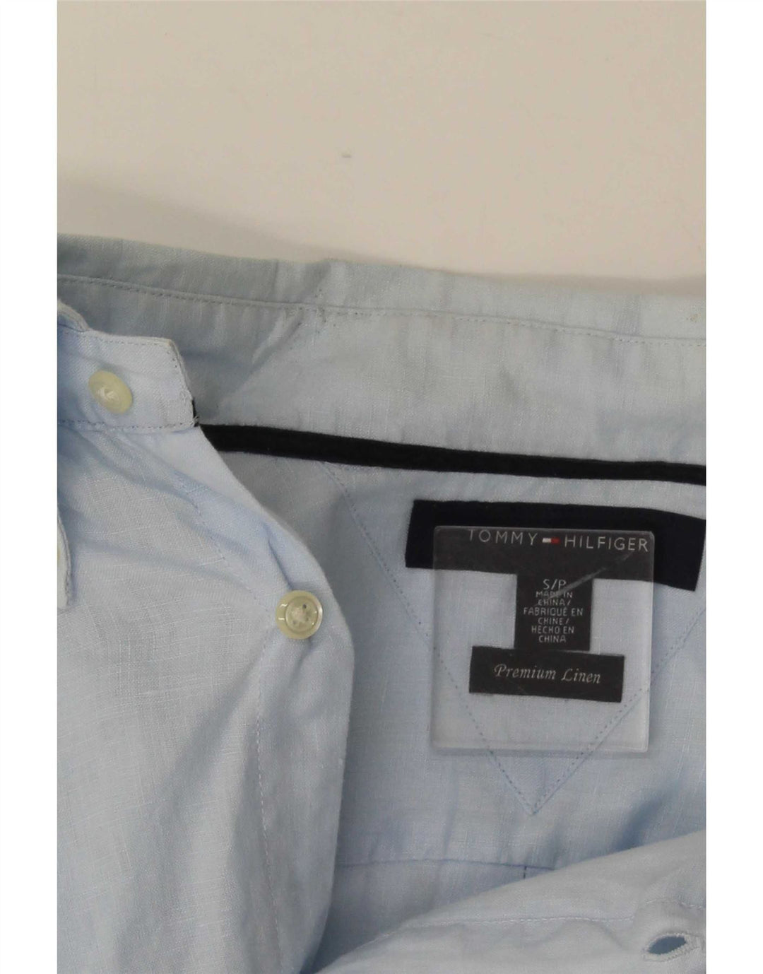 Camisa masculina Tommy Hilfiger pequena linho azul