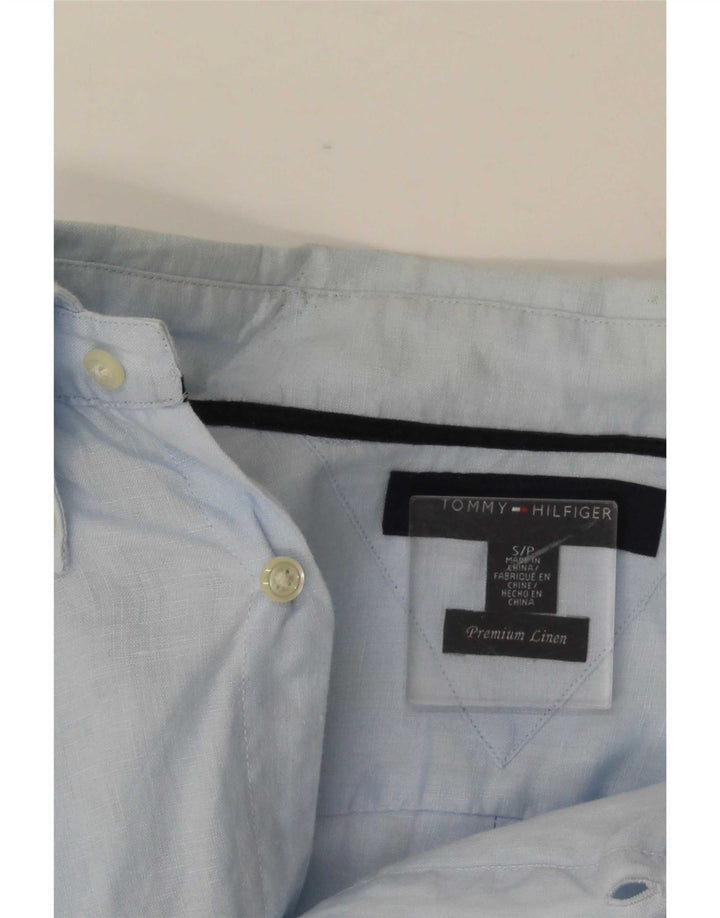 Camisa masculina Tommy Hilfiger pequena linho azul