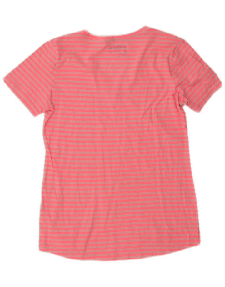 Camiseta feminina Reebok Top UK 12 poliéster listrado rosa médio