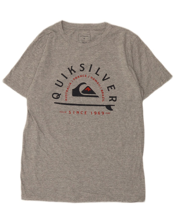 Camiseta masculina Quiksilver Regular Fit com estampa gráfica pequena de algodão cinza