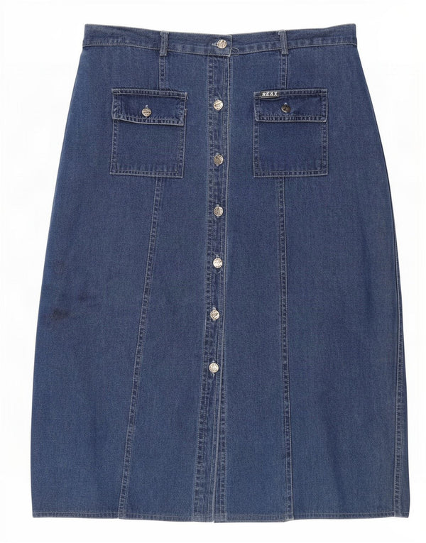 Saia jeans feminina Re & X grande W34 algodão azul