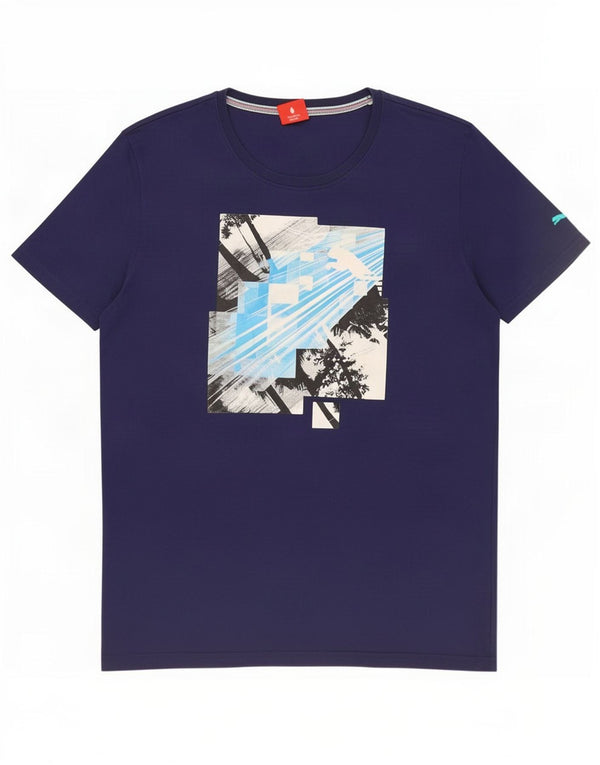 Camiseta masculina Puma Graphic Top grande algodão azul marinho