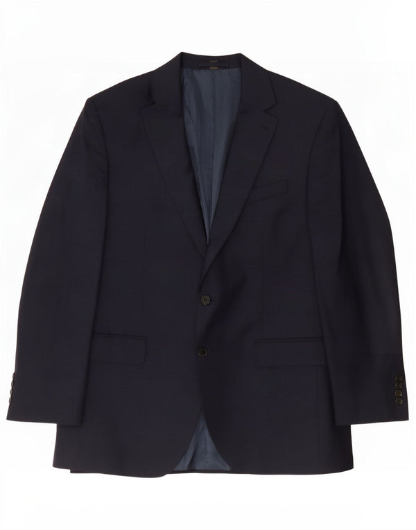 Jaqueta blazer masculina de 2 botões Marks & Spencer Reino Unido 44 XL azul marinho poliéster