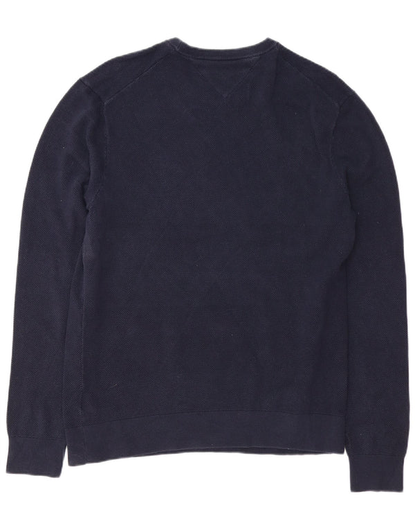 Tommy Hilfiger Mens Crew Neck Jumper Sweater XL Navy Blue Cotton
