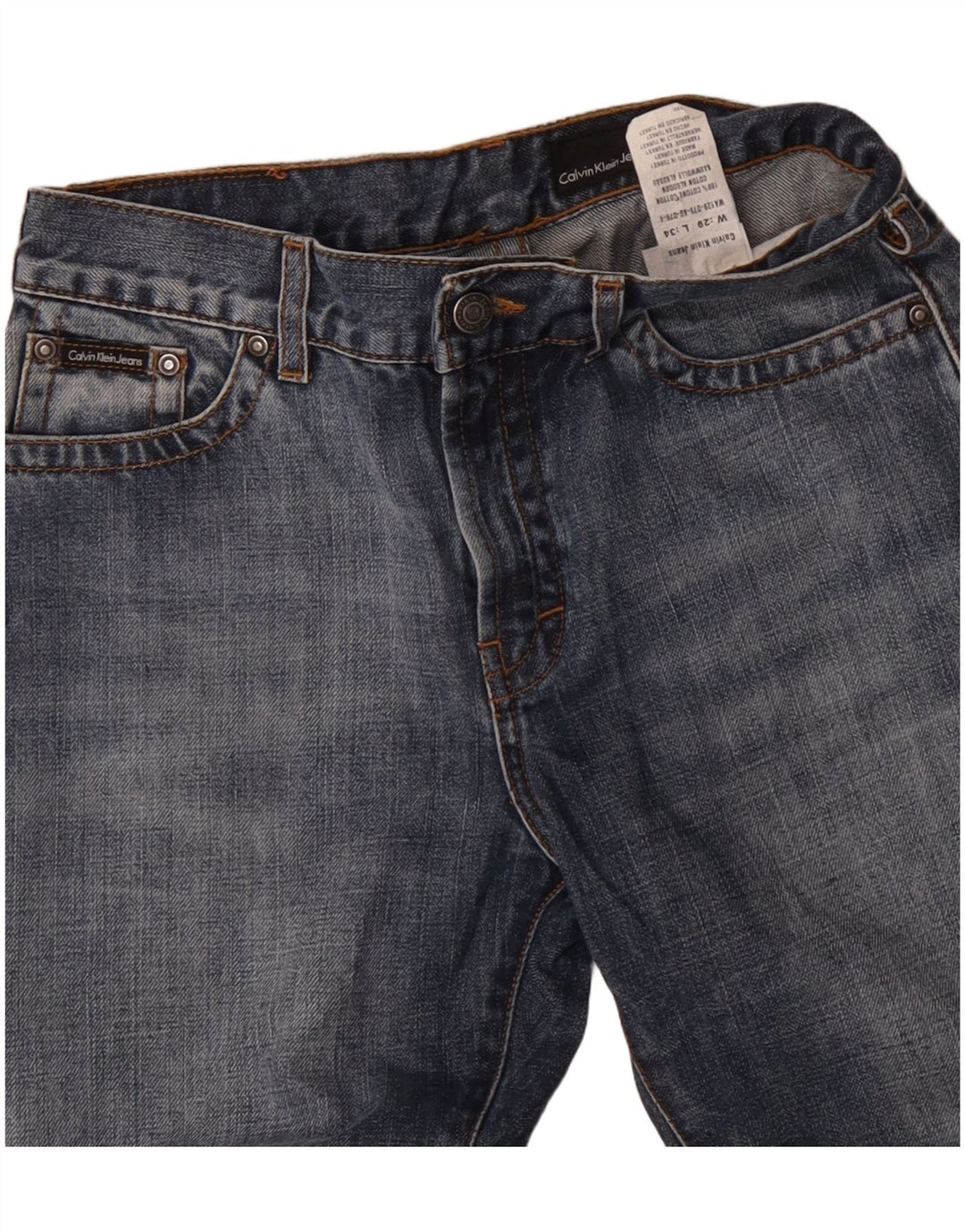 CALVIN KLEIN Masculino Bootcut Jeans W29 L27 Azul Algodão
