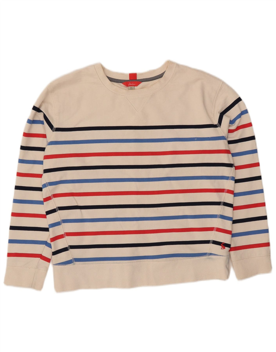 Joules moletom feminino oversized jumper UK 8 pequeno algodão listrado branco