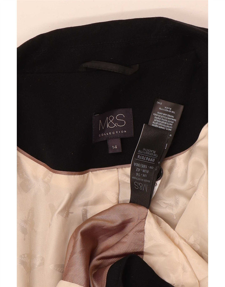 Jaqueta blazer feminina Marks & Spencer com 1 botão Reino Unido 14 poliéster preto médio