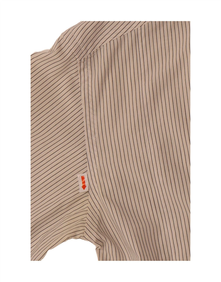 Camisa básica masculina ZARA pequena listrada bege