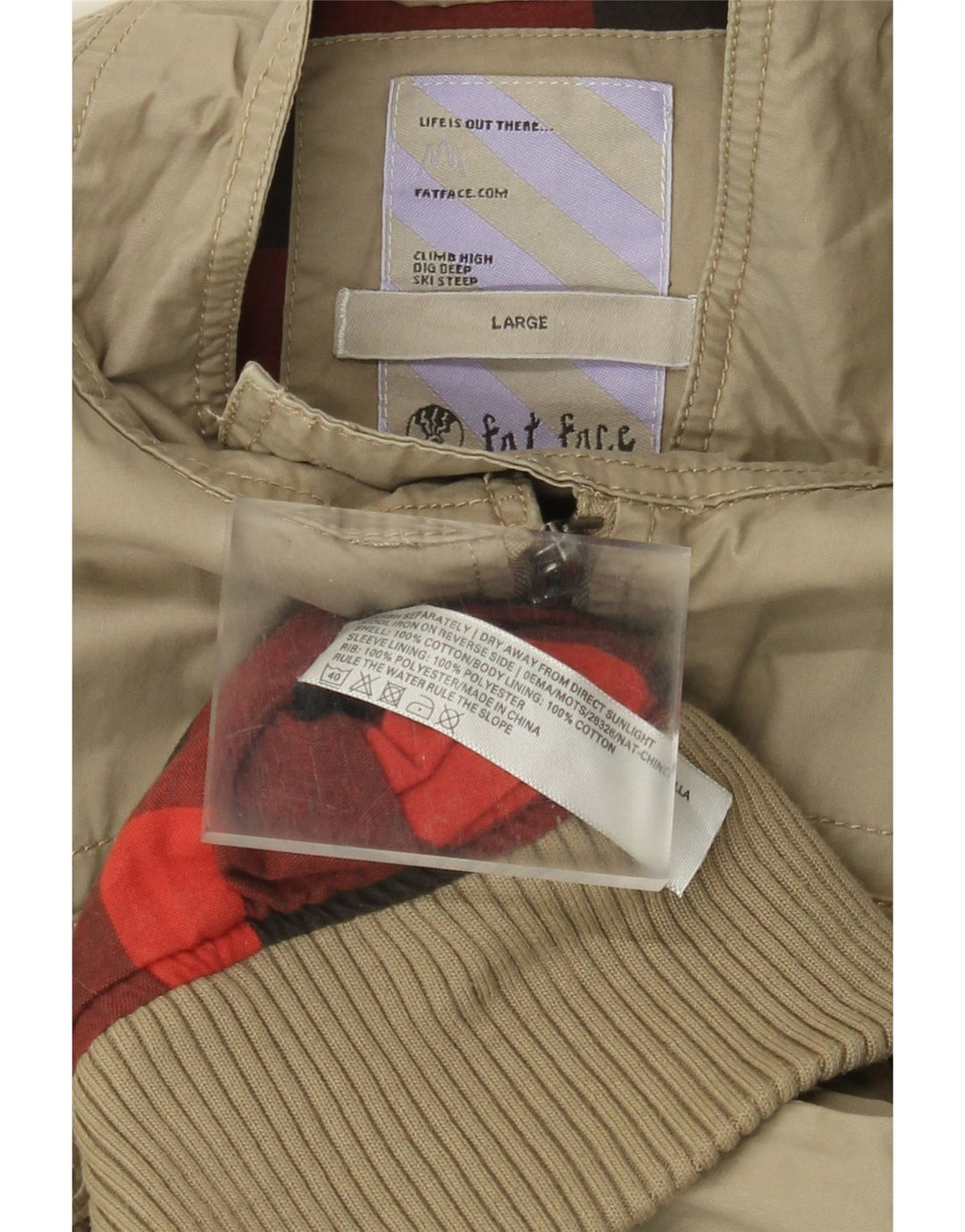 Jaqueta bomber masculina Fat Face Reino Unido 40 algodão bege grande