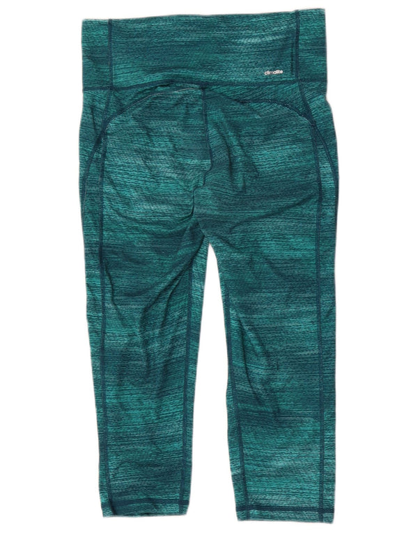 Adidas Womens Climalite Capri Leggings UK 12/14 Medium Green Flecked