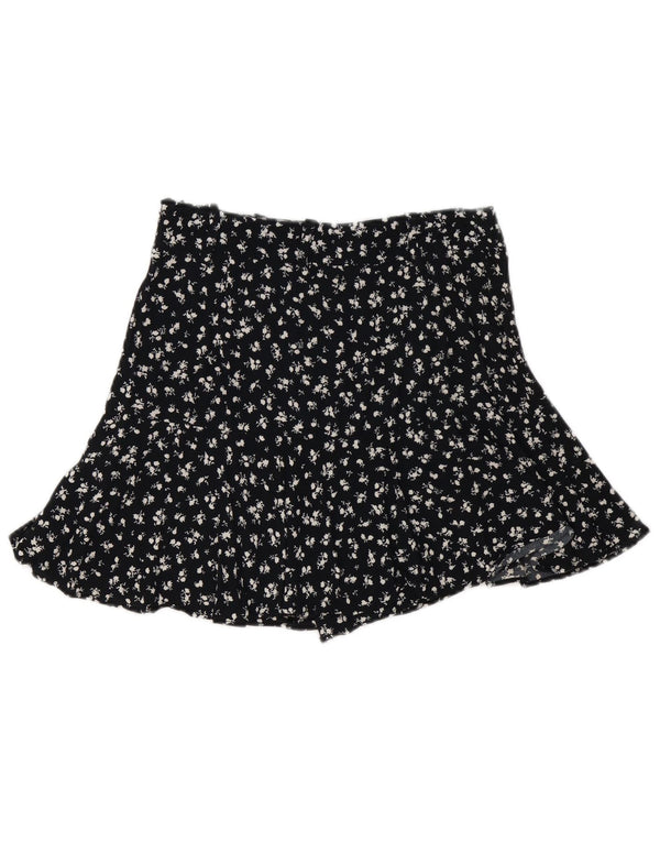 Minissaia feminina Zara média W28 viscose floral preta