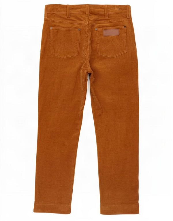 Calça Wrangler masculina reta de veludo cotelê W30 L27 algodão marrom