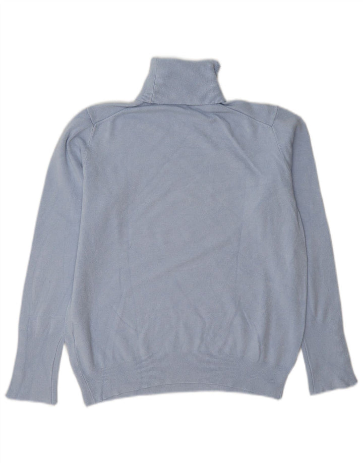 Suéter feminino Zara com gola redonda e viscose azul grande Reino Unido 14
