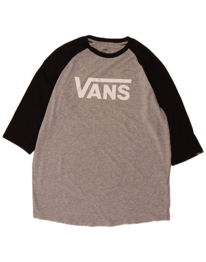 Vans Masculino Custom Fit Graphic Top Manga 3/4 Grande Cinza Colorblock Algodão