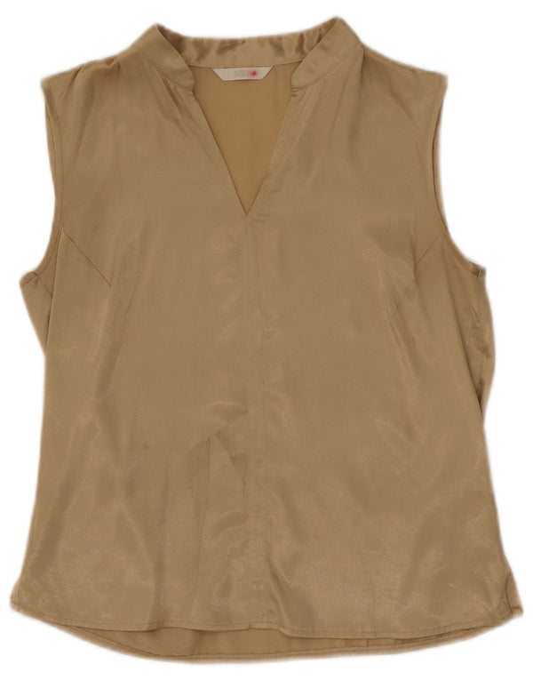 Blusa feminina sem mangas Marks & Spencer Reino Unido 10 pequena dourada poliéster