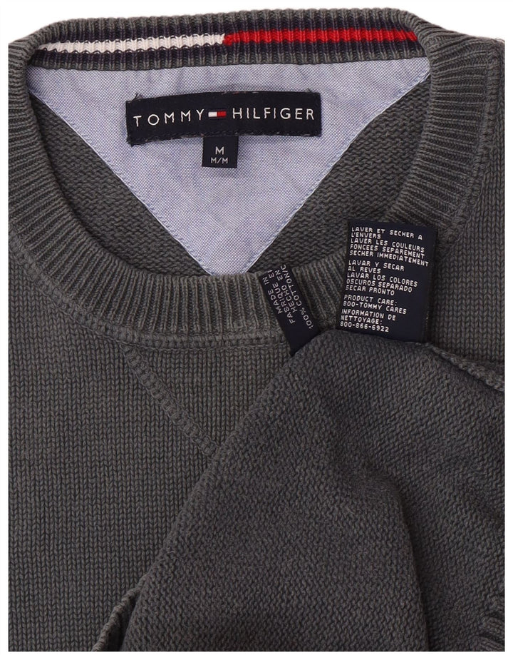 Suéter masculino Tommy Hilfiger Regular Fit com gola redonda e algodão cinza médio