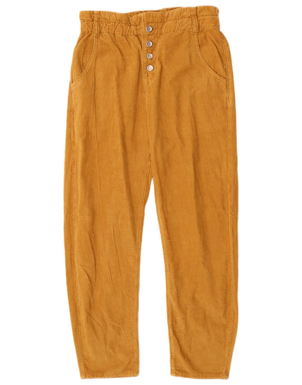 Calça feminina Zara de cintura alta reta de veludo UE 36 XS W26 L25 bege