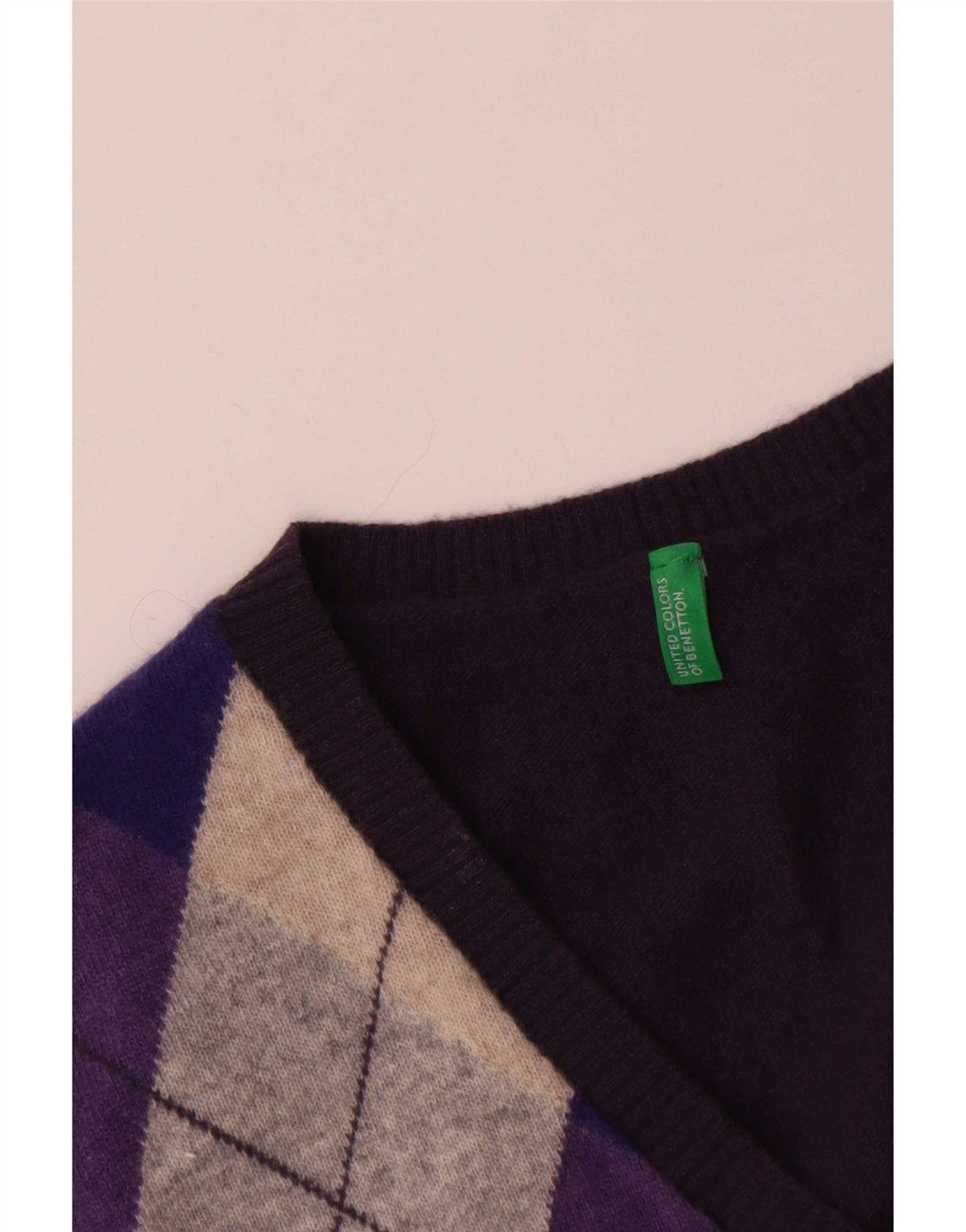 Benetton Colete masculino regata médio azul marinho Argyle/Diamante