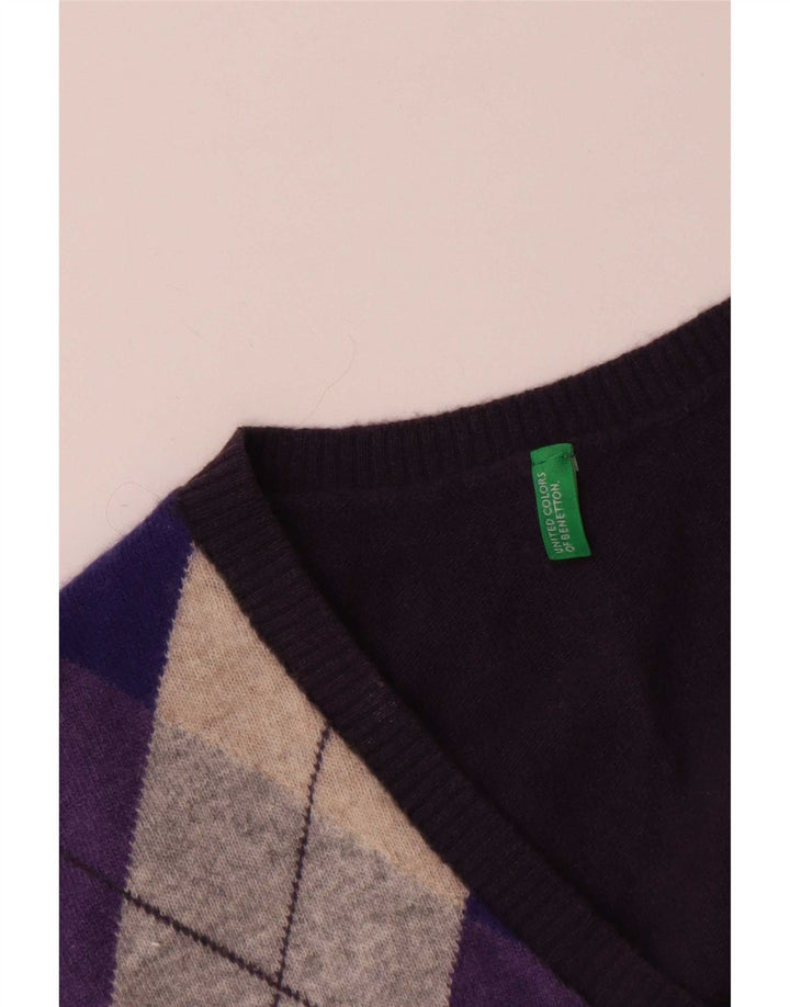 Benetton Colete masculino regata médio azul marinho Argyle/Diamante