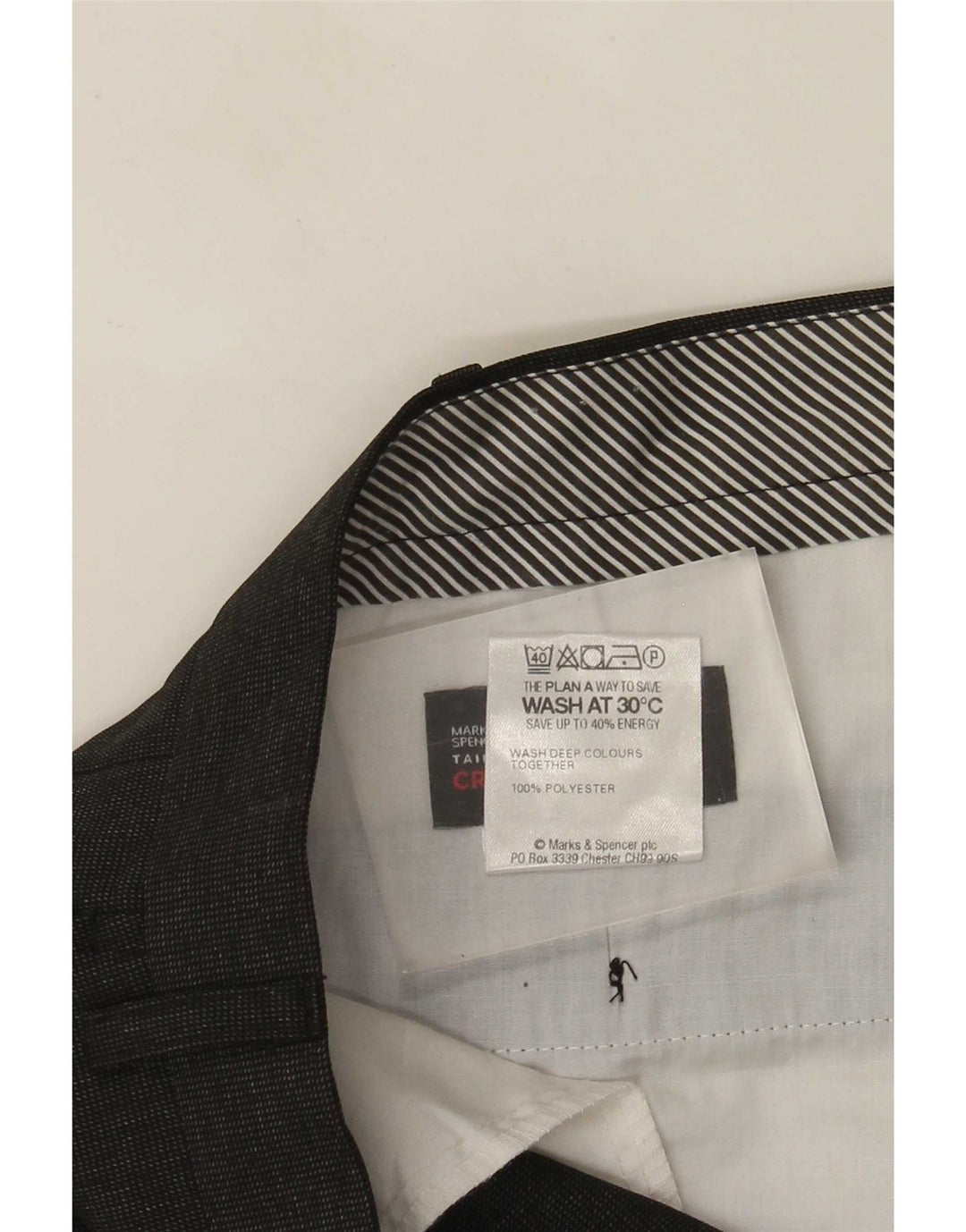 Calça masculina de terno reto Marks & Spencer W40 L31 poliéster preto