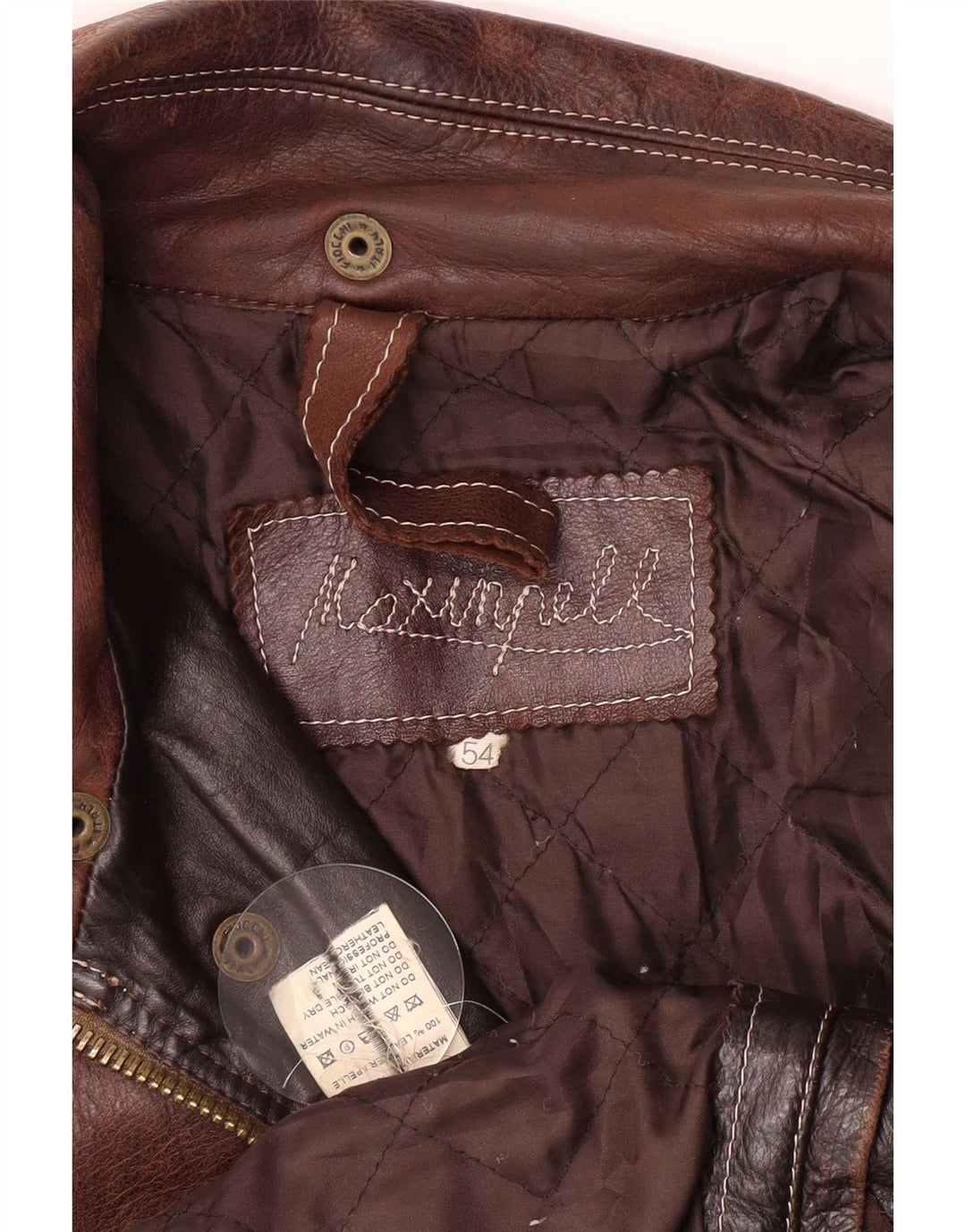 Jaqueta bomber de couro masculina vintage IT 52 2XL marrom