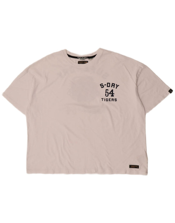 Camiseta feminina Superdry Crop oversized gráfica UK 16 grande algodão branco