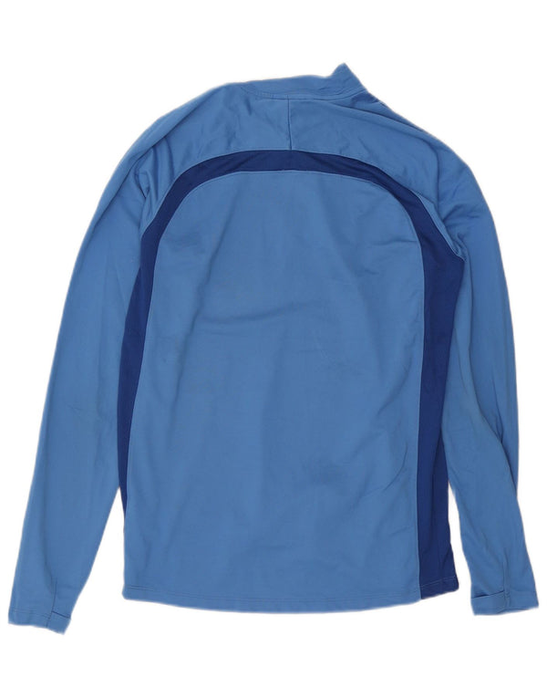 Nike Mens Dri Fit Zip Neck Pullover Treino Top Médio Azul Colourblock