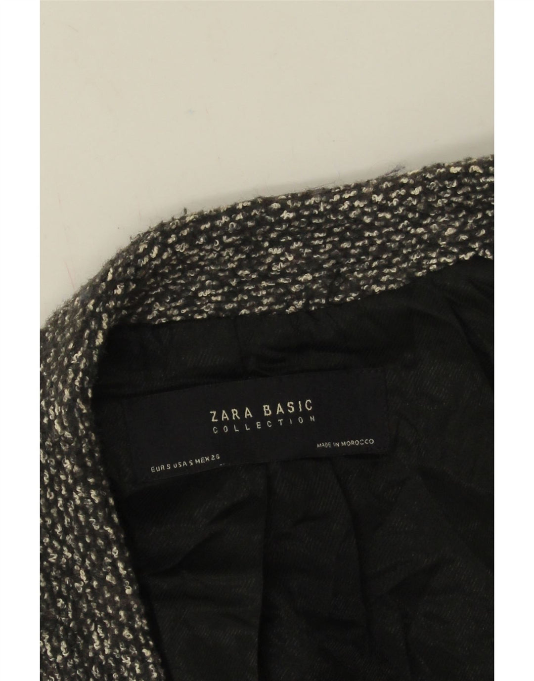 Zara Jaqueta feminina Longline Open Blazer Reino Unido 10 pequena cinza manchada