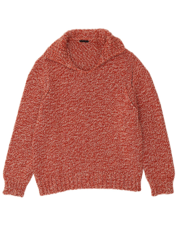 Suéter feminino Sisley com gola polo UK 18 XL vermelho manchado de lã
