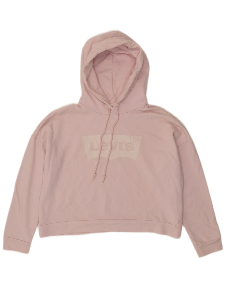 Suéter feminino com capuz estampado oversized LEVI'S Reino Unido 10 algodão rosa pequeno