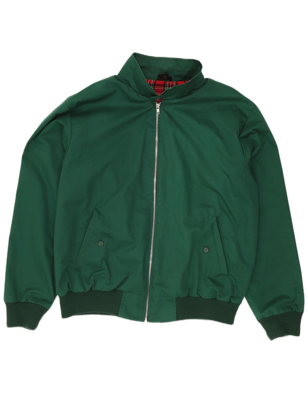 Jaqueta bomber masculina vintage Reino Unido 40 grande poliéster verde retrô