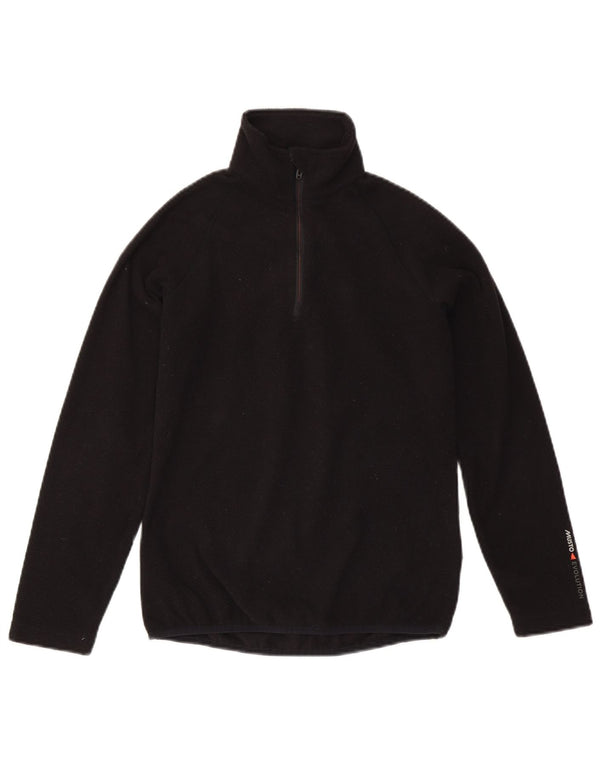 Jumper de lã feminino com zíper e gola MUSTO Reino Unido 8 pequeno poliéster preto