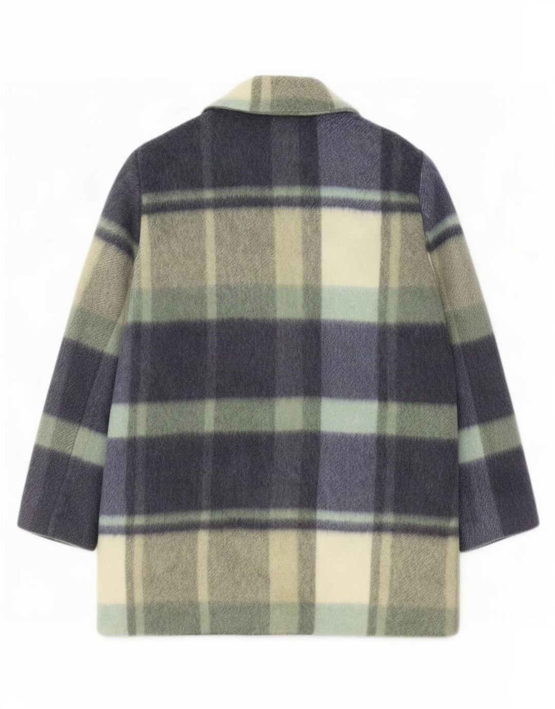 Sobretudo aberto oversized feminino Benetton UK 10 pequeno xadrez multicolorido