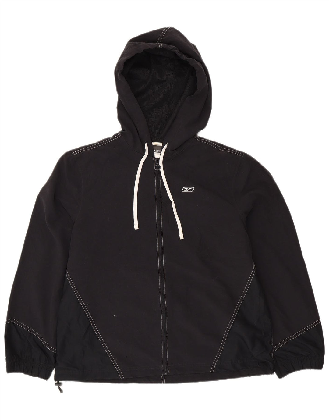 Jaqueta de chuva feminina com capuz REEBOK Reino Unido 14 grande poliéster preto