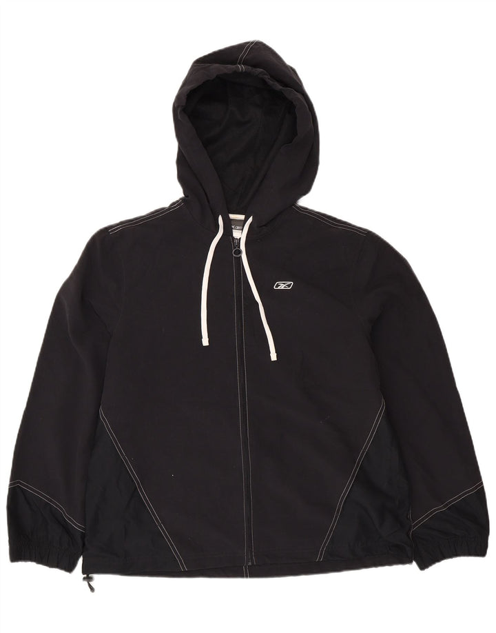 Jaqueta de chuva feminina com capuz REEBOK Reino Unido 14 grande poliéster preto