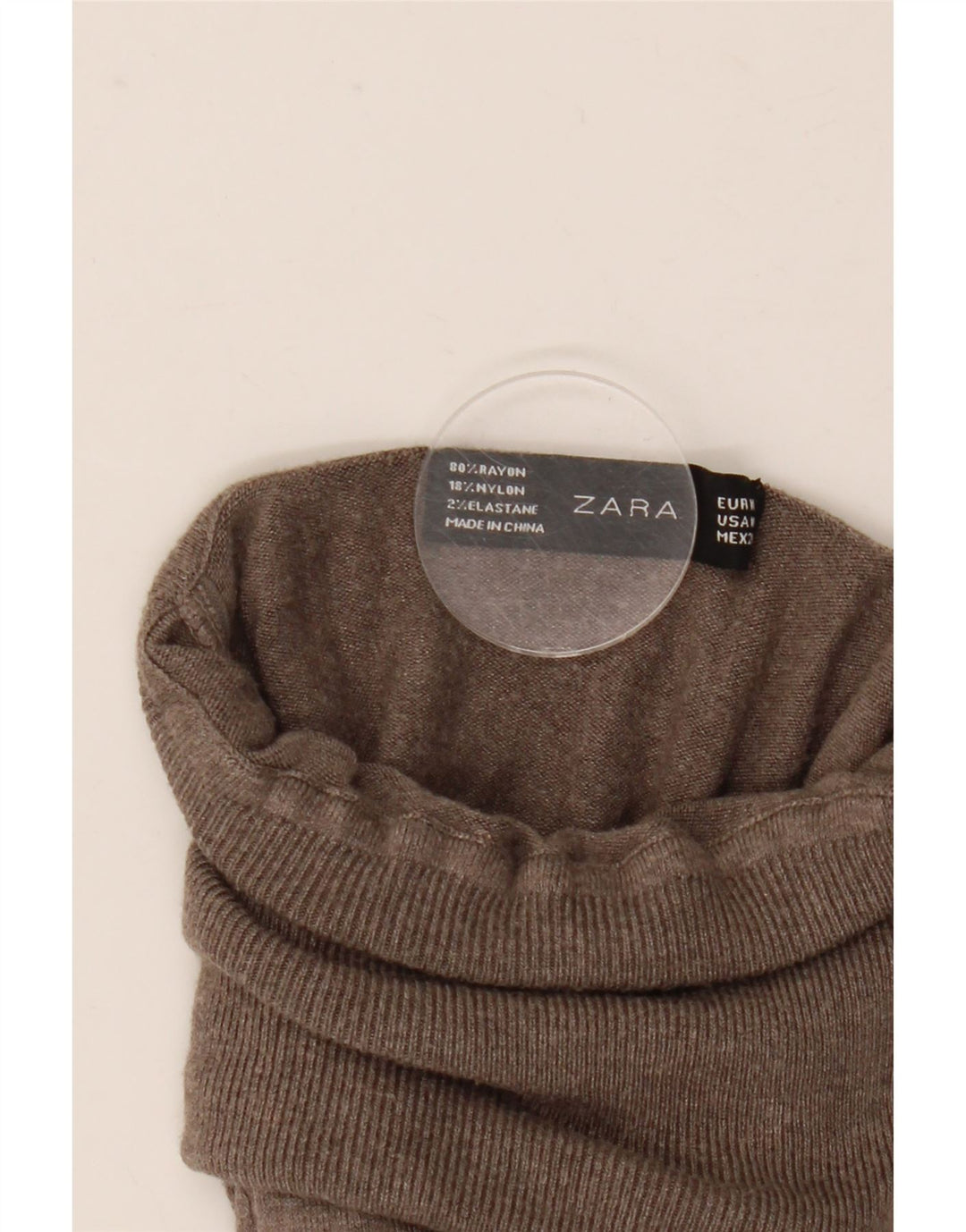 Zara Suéter feminino com gola redonda e gola redonda, Reino Unido 12, médio, cinza rayon