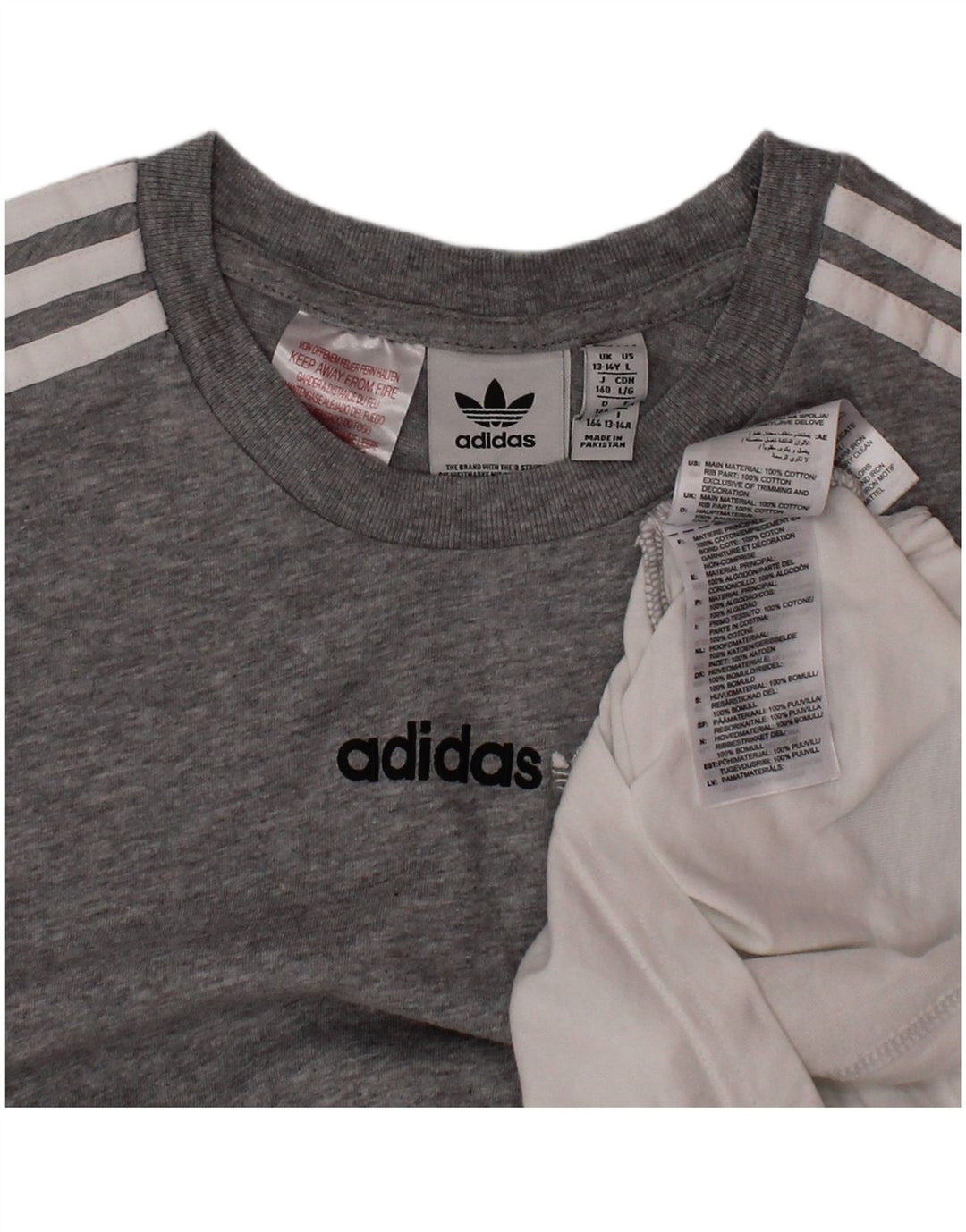 Camiseta Adidas Menino 13-14 Anos Cinza Colorblock Algodão