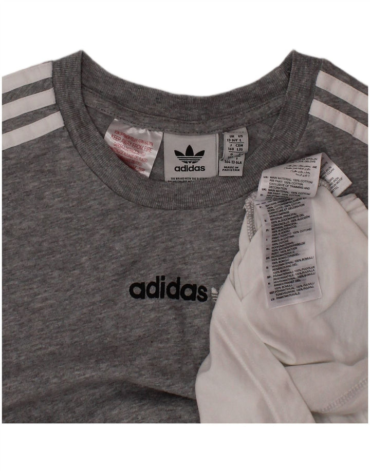 Camiseta Adidas Menino 13-14 Anos Cinza Colorblock Algodão
