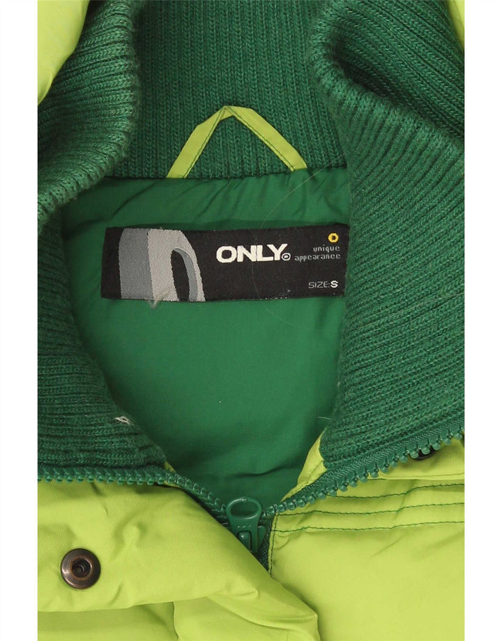 Only Colete acolchoado feminino UK 10 pequeno poliéster colorblock verde