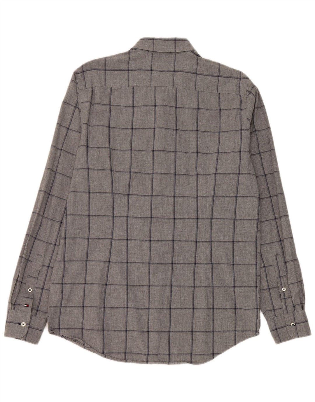 Tommy Hilfiger Camisa masculina slim fit grande algodão xadrez cinza