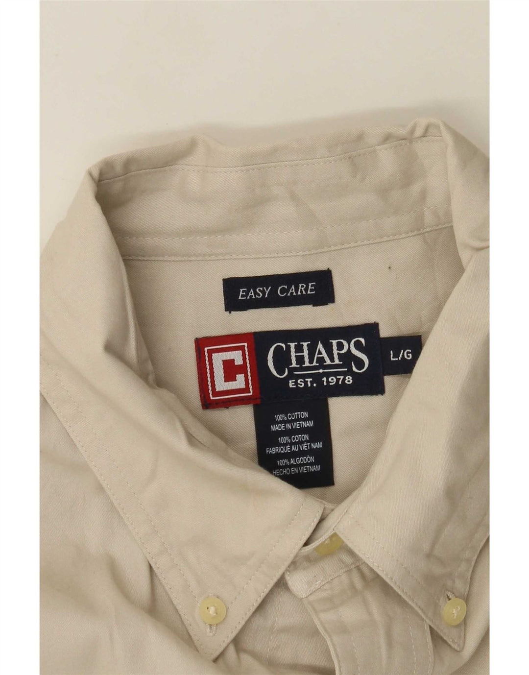 Camisa masculina Chaps Easy Care grande algodão bege