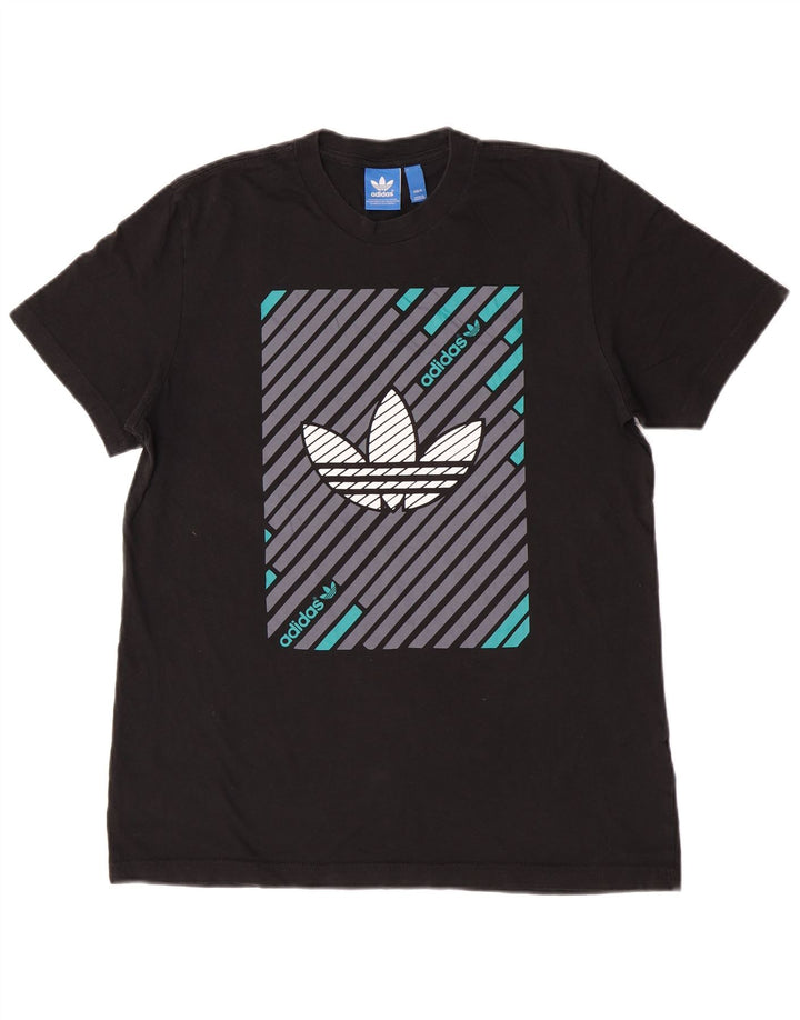 Adidas Mens Graphic T-Shirt Top Médio Algodão Preto